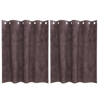 Produktbild för Sammetsgardiner med gardiner 2 pcs Brun 140 x 140 cm Sammet