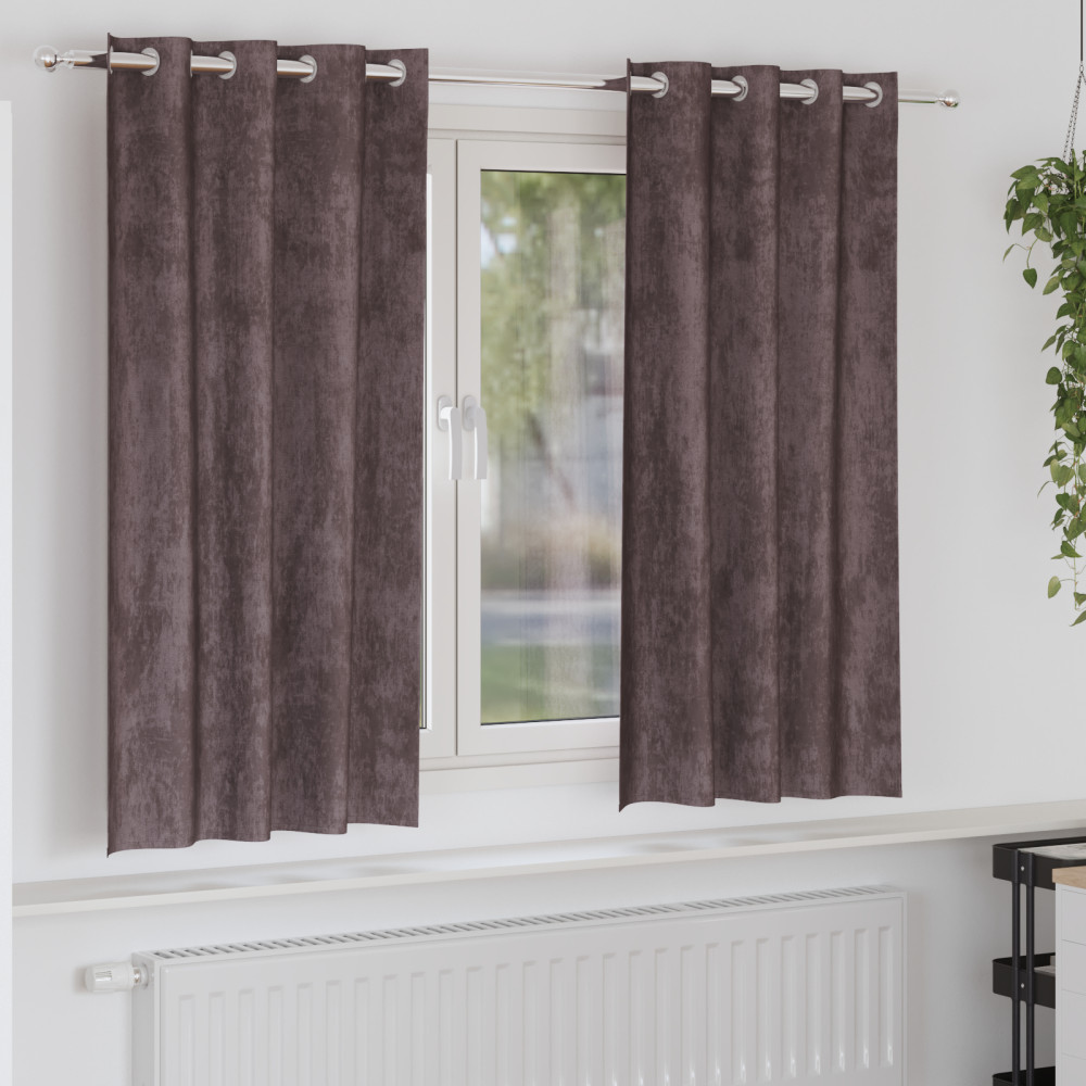 Produktbild för Sammetsgardiner med gardiner 2 pcs Brun 175 x 140 cm Sammet
