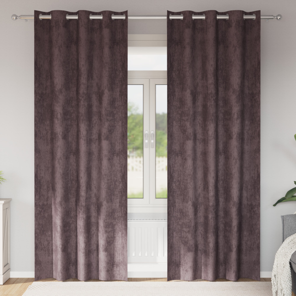 Produktbild för Sammetsgardiner med gardiner 2 pcs Brun 245 x 140 cm Sammet