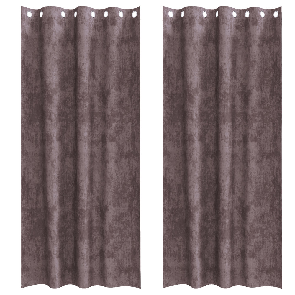 Produktbild för Sammetsgardiner med gardiner 2 pcs Brun 260 x 140 cm Sammet