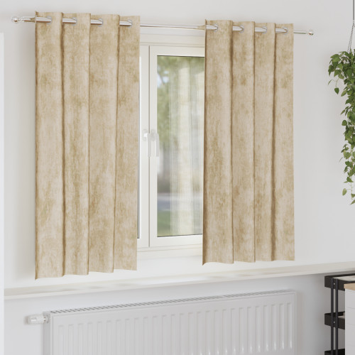 vidaXL Sammetsgardiner med gardiner 2 pcs Kräm 175 x 140 cm Sammet