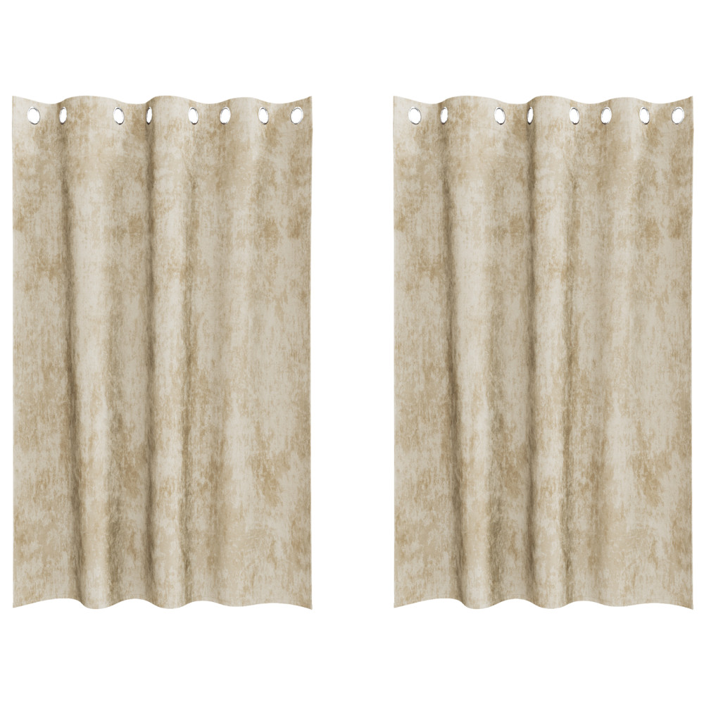 Produktbild för Sammetsgardiner med gardiner 2 pcs Kräm 175 x 140 cm Sammet