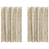 Produktbild för Sammetsgardiner med gardiner 2 pcs Kräm 175 x 140 cm Sammet