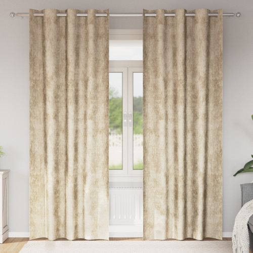 vidaXL Sammetsgardiner med gardiner 2 pcs Kräm 260 x 140 cm Sammet