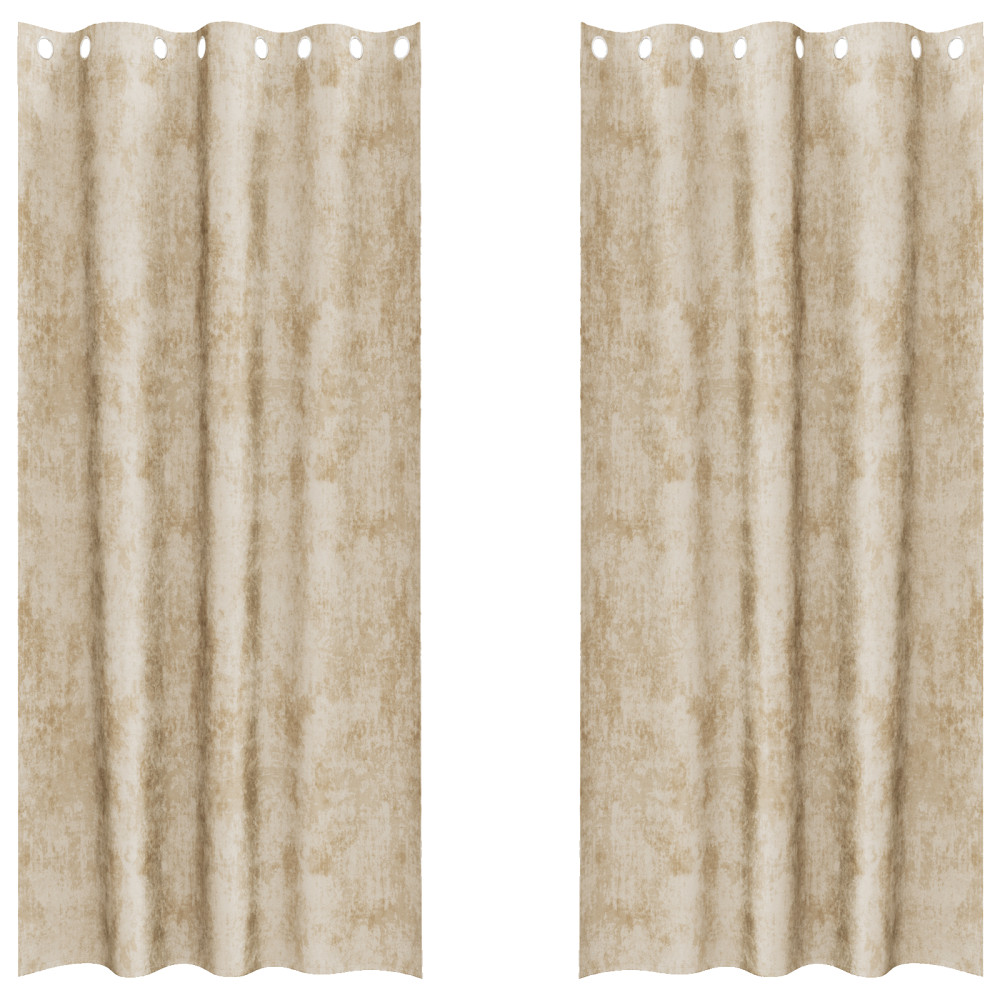 Produktbild för Sammetsgardiner med gardiner 2 pcs Kräm 260 x 140 cm Sammet