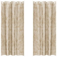 Produktbild för Sammetsgardiner med gardiner 2 pcs Kräm 260 x 140 cm Sammet