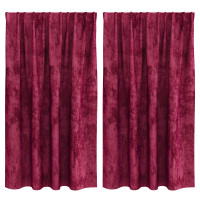 Produktbild för Sammetsgardiner med gardiner 2 pcs Vinröd 140 x 140 cm Sammet
