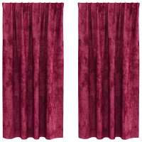 Produktbild för Sammetsgardiner med gardiner 2 pcs Vinröd 175 x 140 cm Sammet