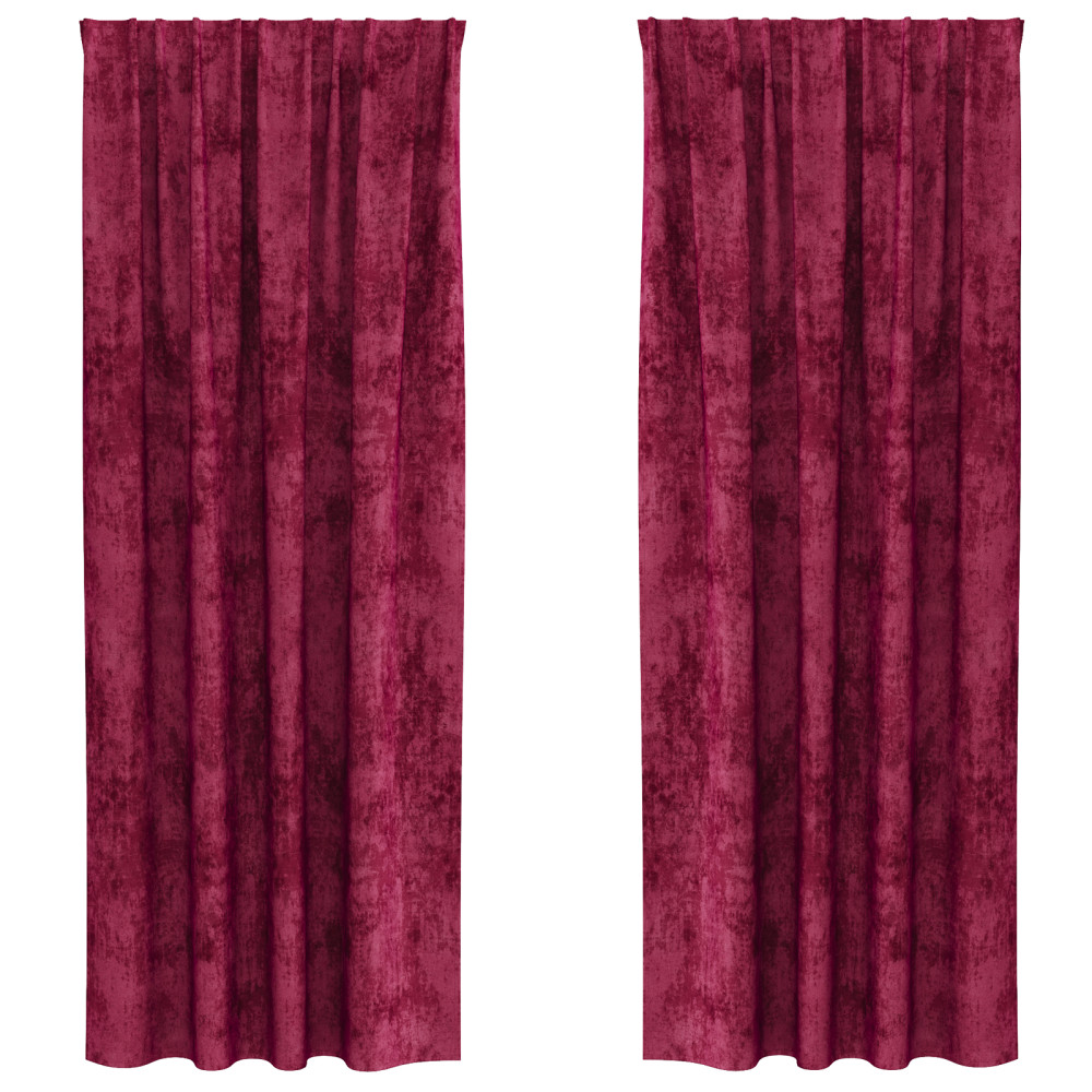 Produktbild för Sammetsgardiner med gardiner 2 pcs Vinröd 245 x 140 cm Sammet