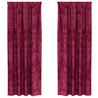 Produktbild för Sammetsgardiner med gardiner 2 pcs Vinröd 245 x 140 cm Sammet