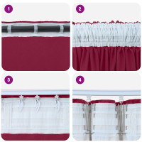 Produktbild för Sammetsgardiner med gardiner 2 pcs Vinröd 245 x 140 cm Sammet