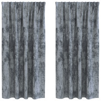 Produktbild för Sammetsgardiner 2 pcs Silvergrå 175 x 140 cm Sammet