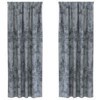 Produktbild för Sammetsgardiner 2 pcs Silvergrå 245 x 140 cm Sammet