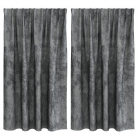 Produktbild för Sammetsgardiner med gardiner 2 pcs Grå 140 x 140 cm Sammet
