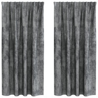 Produktbild för Sammetsgardiner med gardiner 2 pcs Grå 175 x 140 cm Sammet