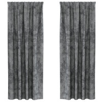 Produktbild för Sammetsgardiner med gardiner 2 pcs Grå 260 x 140 cm Sammet