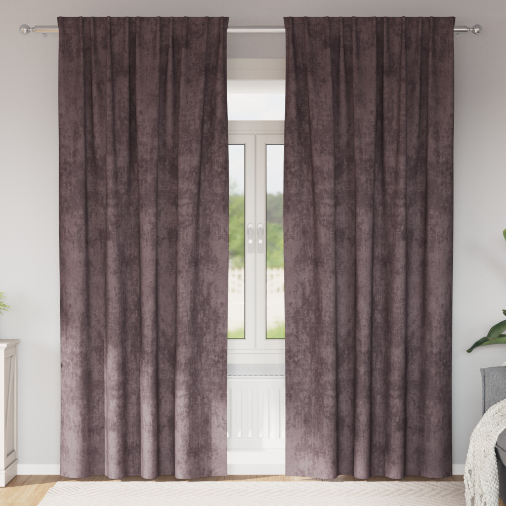 Produktbild för Sammetsgardiner med gardiner 2 pcs Brun 225 x 140 cm Sammet