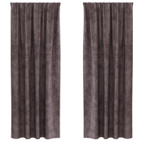 Produktbild för Sammetsgardiner med gardiner 2 pcs Brun 225 x 140 cm Sammet