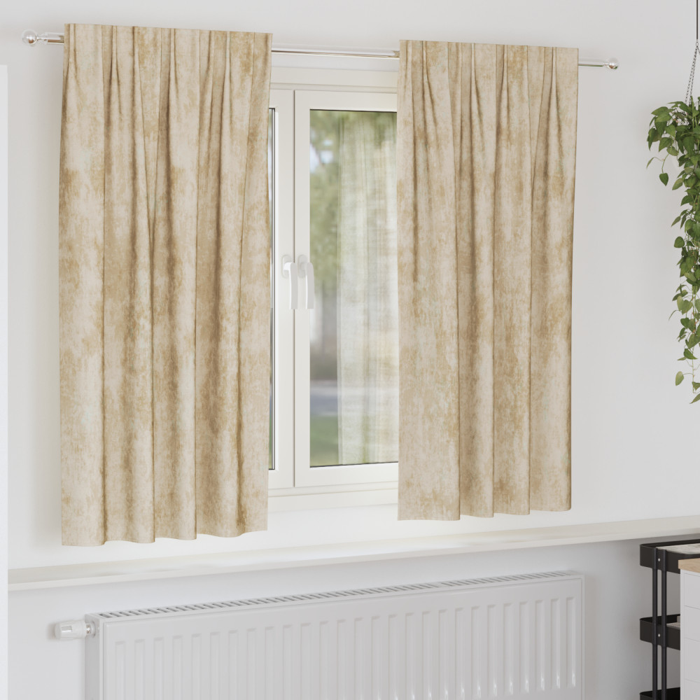 Produktbild för Sammetsgardiner med gardiner 2 pcs Kräm 175 x 140 cm Sammet