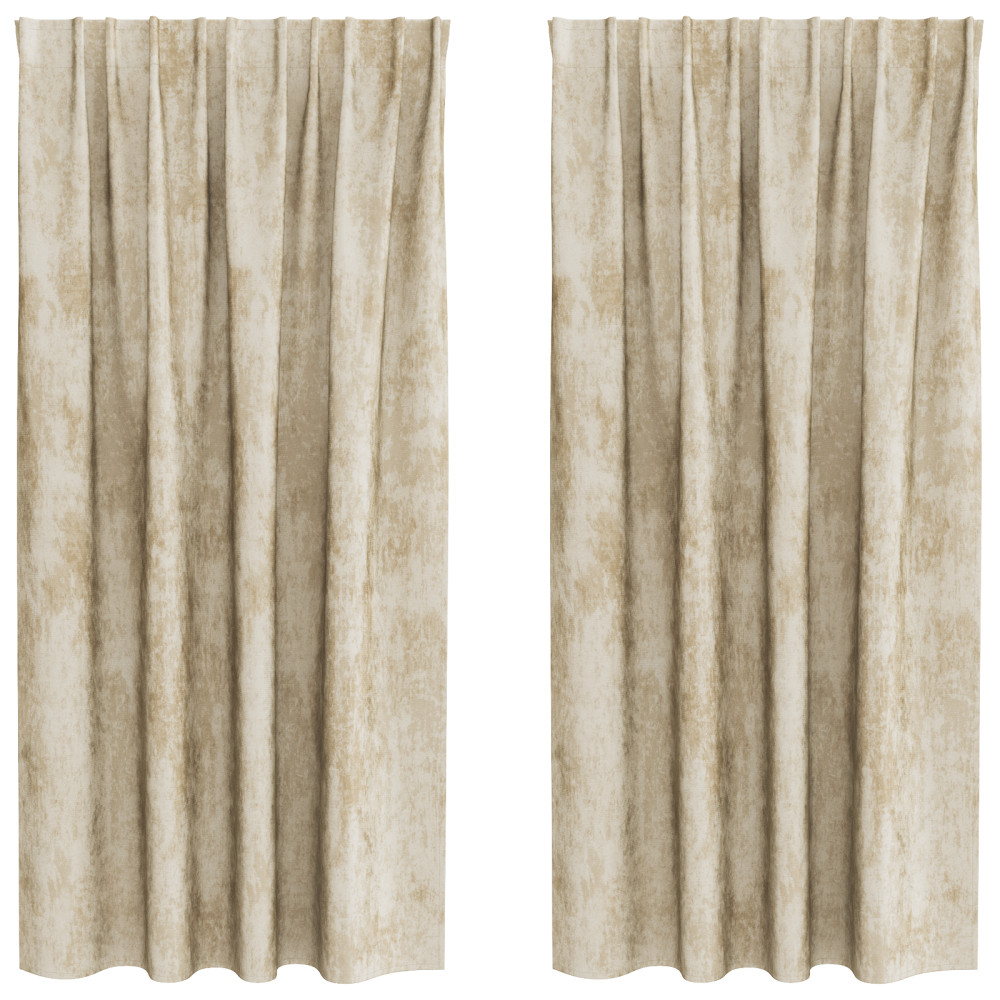 Produktbild för Sammetsgardiner med gardiner 2 pcs Kräm 175 x 140 cm Sammet