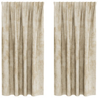 Produktbild för Sammetsgardiner med gardiner 2 pcs Kräm 175 x 140 cm Sammet