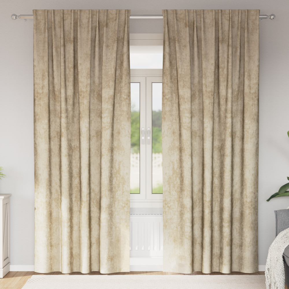 Produktbild för Sammetsgardiner med gardiner 2 pcs Kräm 225 x 140 cm Sammet