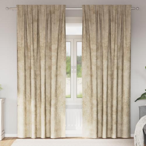 vidaXL Sammetsgardiner med gardiner 2 pcs Kräm 225 x 140 cm Sammet