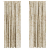 Produktbild för Sammetsgardiner med gardiner 2 pcs Kräm 225 x 140 cm Sammet