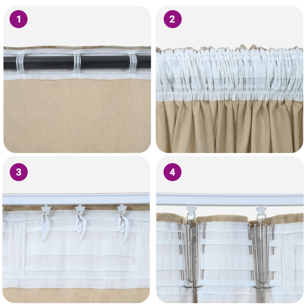 Produktbild för Sammetsgardiner med gardiner 2 pcs Kräm 225 x 140 cm Sammet