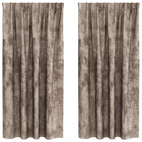 Produktbild för Sammetsgardiner 2 pcs Cappuccino 175 x 140 cm Sammet