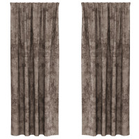 Produktbild för Sammetsgardiner 2 pcs Cappuccino 245 x 140 cm Sammet