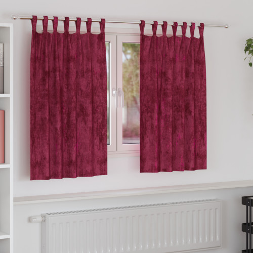 vidaXL Sammetsgardiner med gardiner 2 pcs Vinröd 140 x 140 cm Sammet