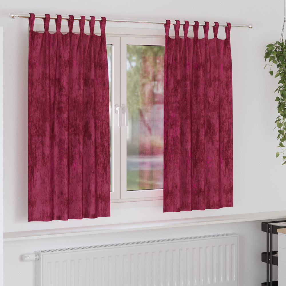 Produktbild för Sammetsgardiner med gardiner 2 pcs Vinröd 175 x 140 cm Sammet