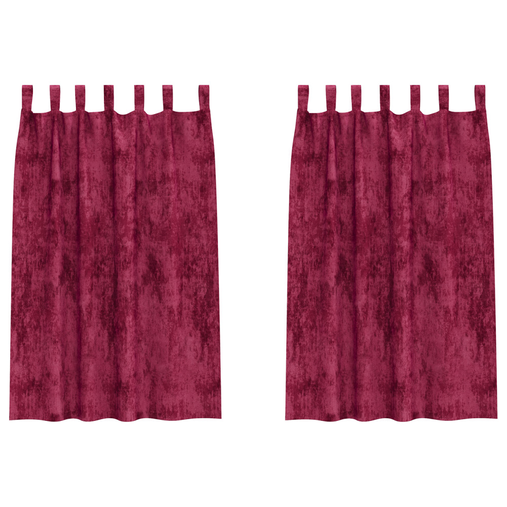Produktbild för Sammetsgardiner med gardiner 2 pcs Vinröd 175 x 140 cm Sammet