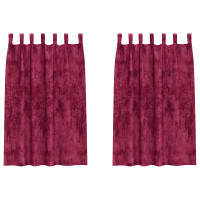 Produktbild för Sammetsgardiner med gardiner 2 pcs Vinröd 175 x 140 cm Sammet