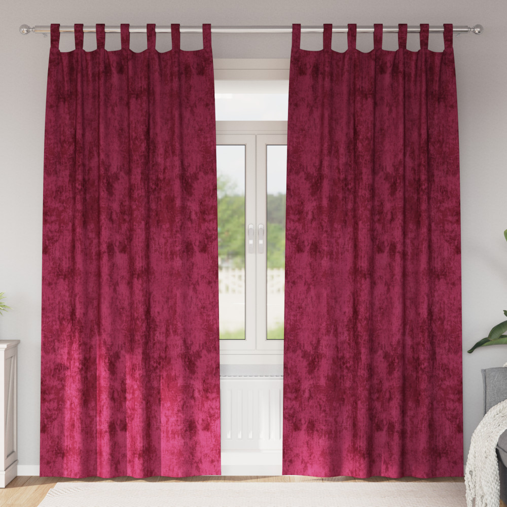 Produktbild för Sammetsgardiner med gardiner 2 pcs Vinröd 225 x 140 cm Sammet