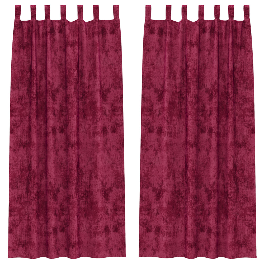 Produktbild för Sammetsgardiner med gardiner 2 pcs Vinröd 225 x 140 cm Sammet