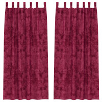 Produktbild för Sammetsgardiner med gardiner 2 pcs Vinröd 225 x 140 cm Sammet