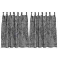 Produktbild för Sammetsgardiner med gardiner 2 pcs Grå 140 x 140 cm Sammet