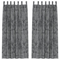 Produktbild för Sammetsgardiner med gardiner 2 pcs Grå 260 x 140 cm Sammet