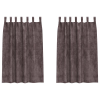 Produktbild för Sammetsgardiner med gardiner 2 pcs Brun 175 x 140 cm Sammet