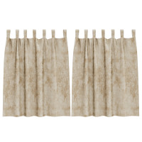 Produktbild för Sammetsgardiner med gardiner 2 pcs Kräm 140 x 140 cm Sammet