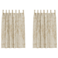 Produktbild för Sammetsgardiner med gardiner 2 pcs Kräm 175 x 140 cm Sammet