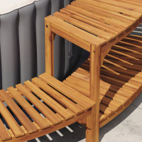Produktbild för Badsurrund halvrund Brun 272 x 120 x 55,5 cm Massivt Akaciaträ