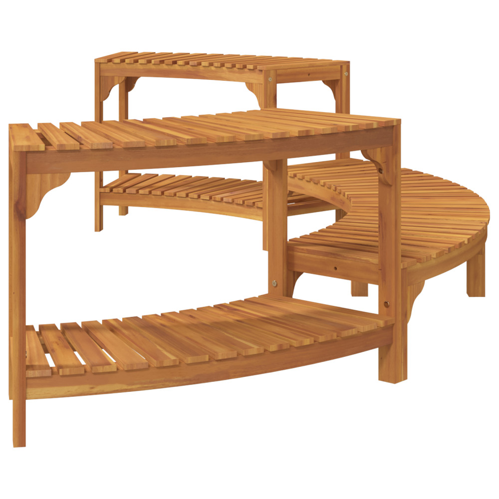 Produktbild för Badsurrund halvrund Brun 272 x 120 x 55,5 cm Massivt Akaciaträ