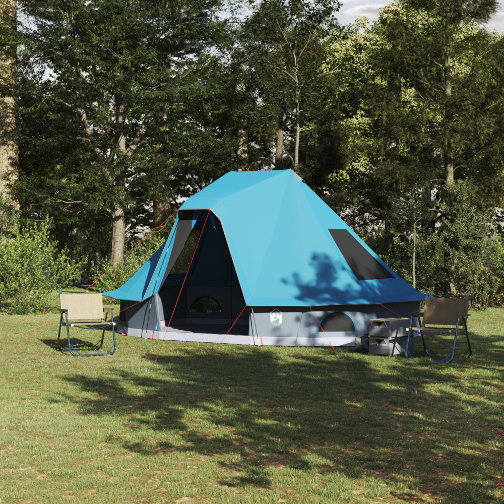 Produktbild för Tipi Tält med tak med lagring Blå 466 x 310 x 240 cm taffeta