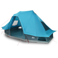 Produktbild för Tipi Tält med tak med lagring Blå 466 x 310 x 240 cm taffeta