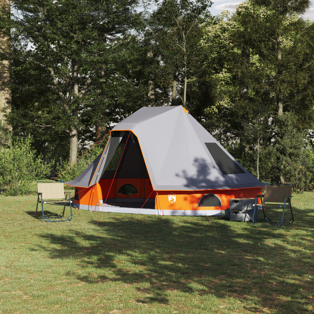 Produktbild för Tipi Tält med tak Grå och orange 466 x 310 x 240 cm taffeta