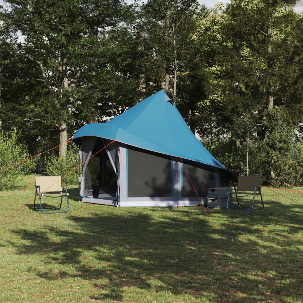 Produktbild för Tipi Tält med tak med lagring Blå 404 x 370 x 270 cm taffeta