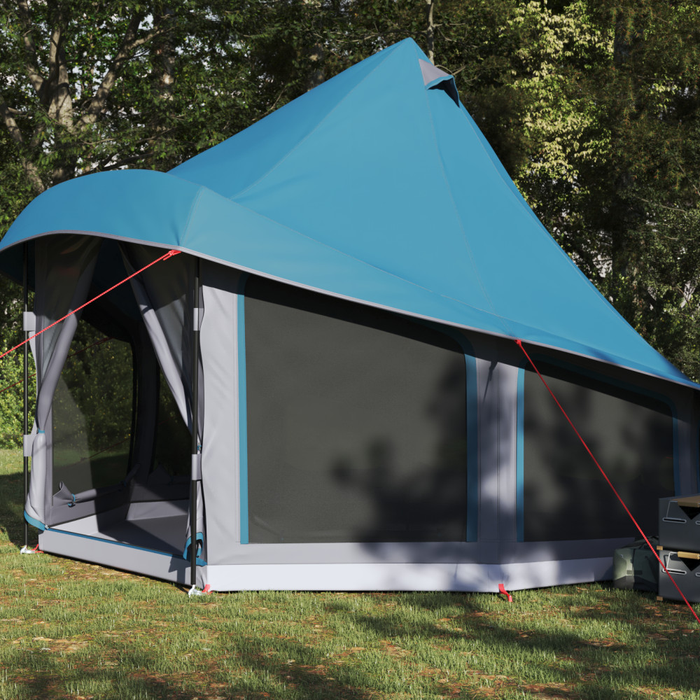 Produktbild för Tipi Tält med tak med lagring Blå 404 x 370 x 270 cm taffeta